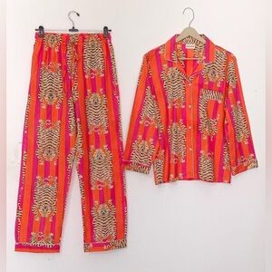 Cotton Block Tiger Print Pajamas, brand new